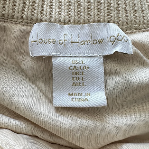 House of Harlow 1960 Tan Black Stripe Crochet Halter Midi Dress Size Large Boho - Picture 9 of 11